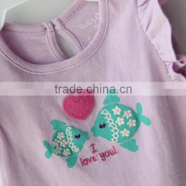 Purple Cartoon Baby Girl Rompers