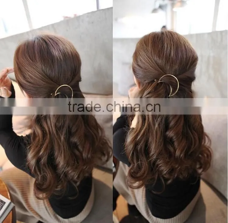 Gold Tone Crescent Moon Hair Clip Barrette