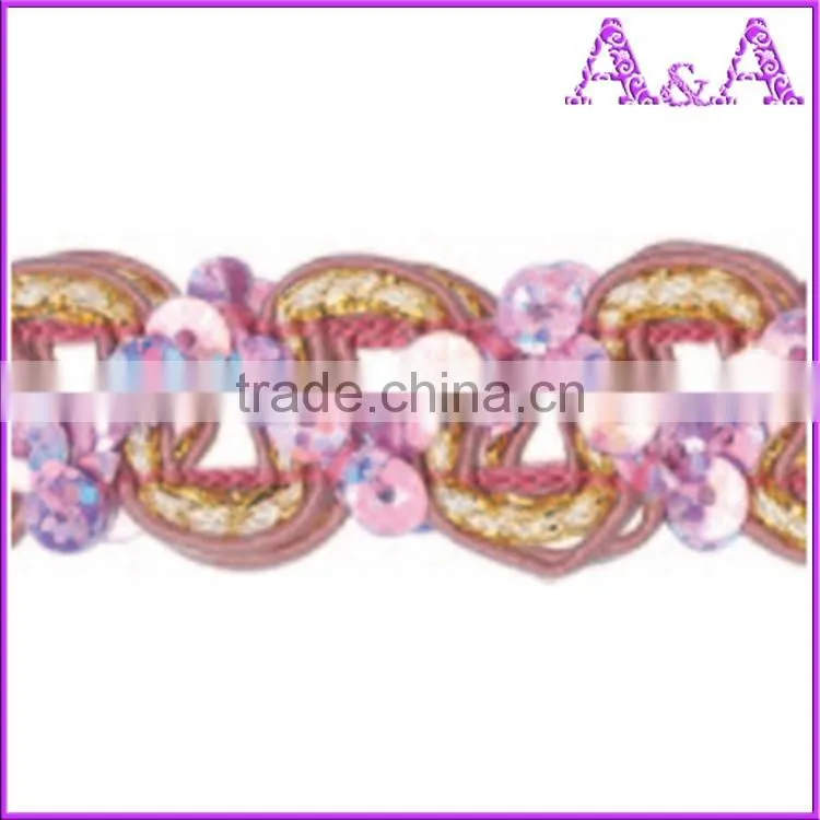 Wholesale new style sequin ribbon flowers lace trim of decorative trim