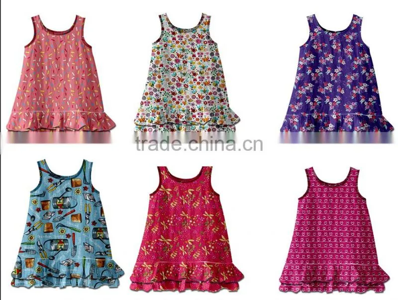 Yiwu wholesale beautiful color pattern specifically designed for the little girl cotton clothes