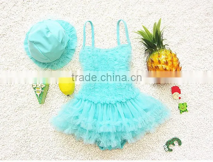Little Girls Princess Lace Layer Swimsuit TuTu Dress One-Pieces Swimwear