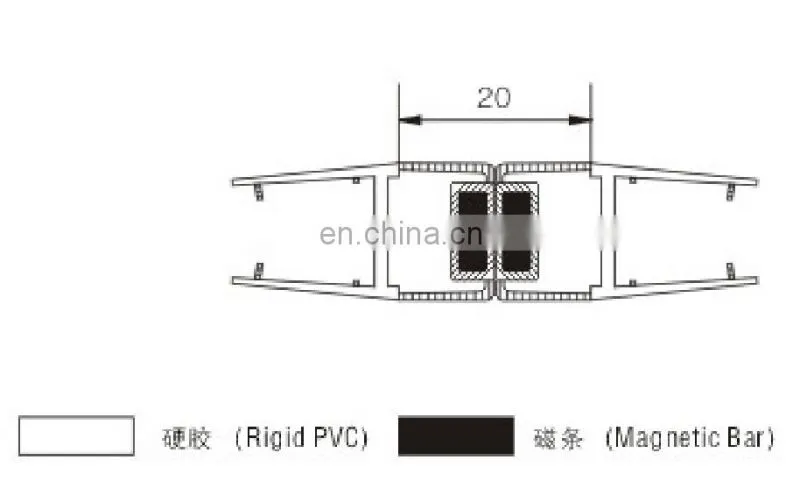 PVC magnetic shower door seal strip for 180 degree glass doors