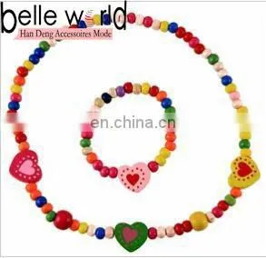 Girls Elasticated Ladybiry Wooden Bead Necklace and Bracelet Set