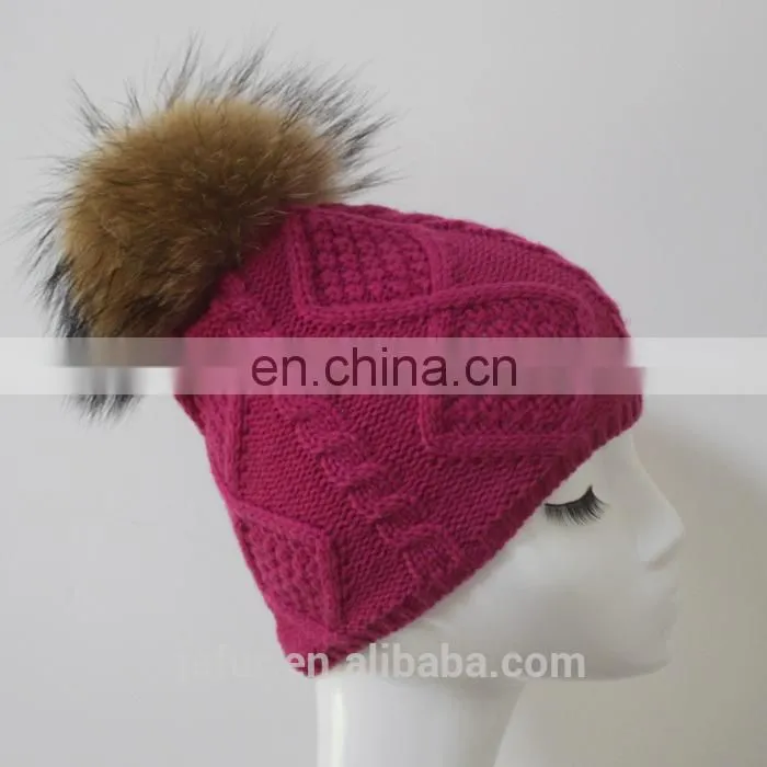 New Year Products Knit Hat With Fur Ball Colorful Girl Women Man Lovely Beanie Hat