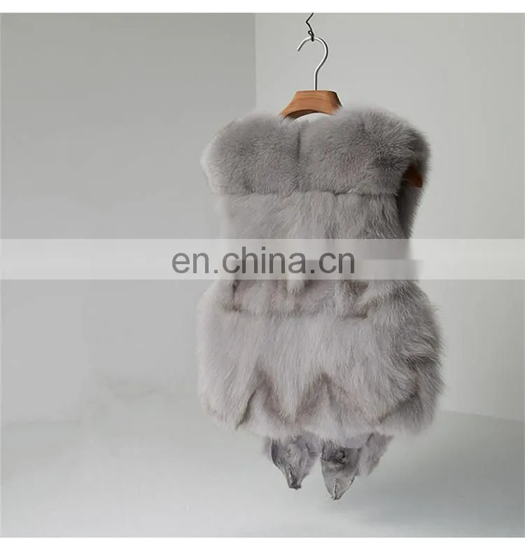 2017 New Fashion Sleeveless Outerwear Real Fox Fur Vest for Women