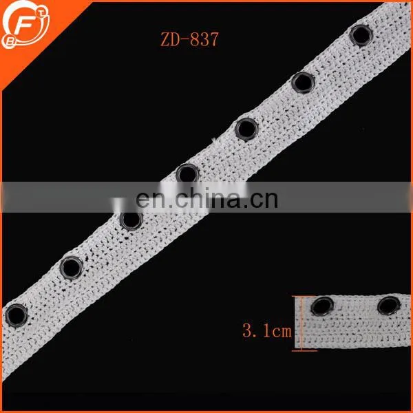 white color fashion eye-let cord braid hot sale in europe market