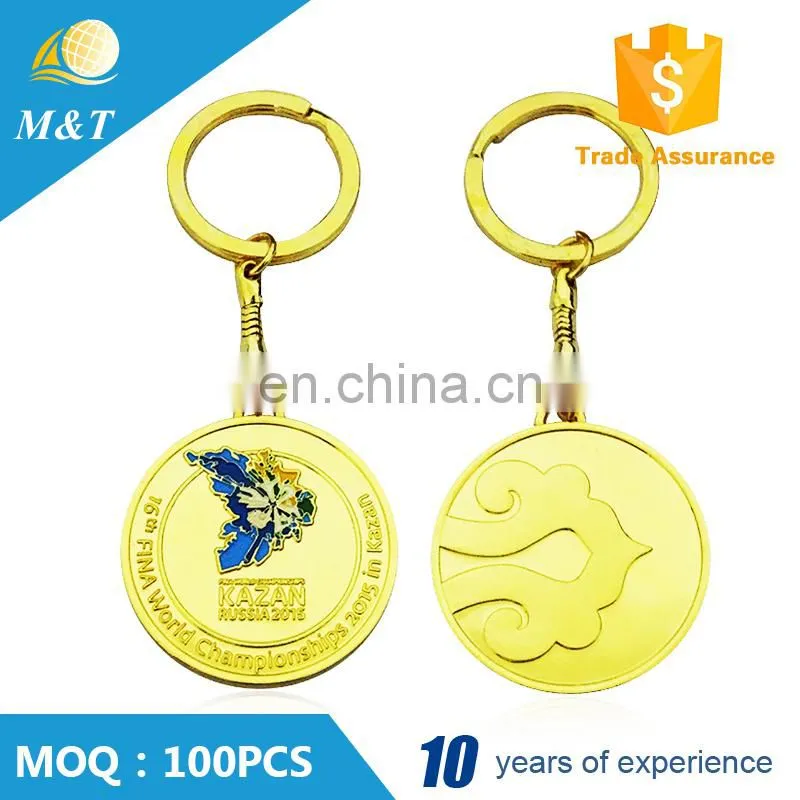 Good quality custom 24kt gold plated and soft enamel metal key chain holder