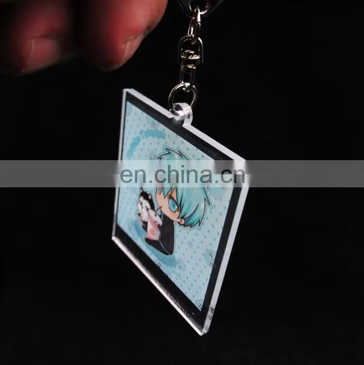 New design promotional gift square keychain acrylic