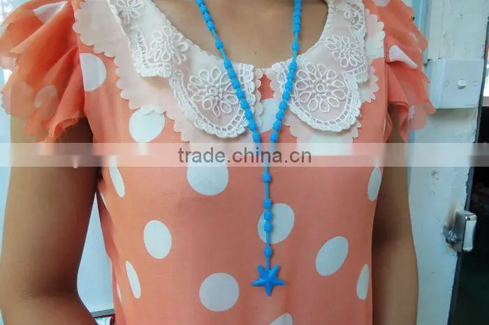 2013 latest design beautiful fashionable beads silicone necklaces