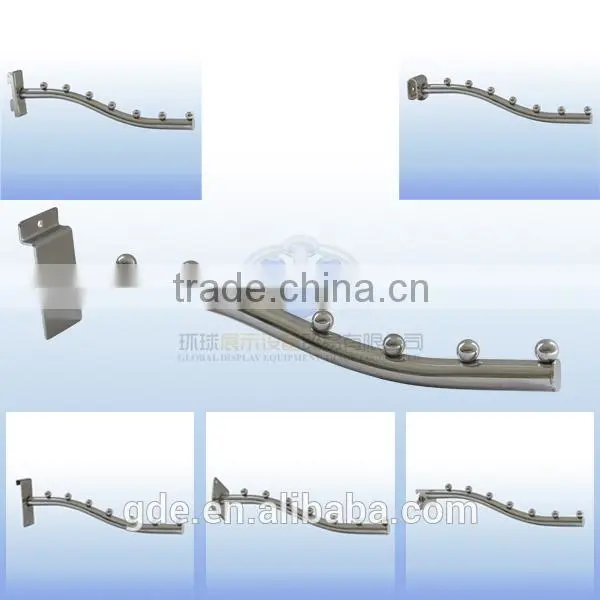 Metal chrome store display hook for slotted channel