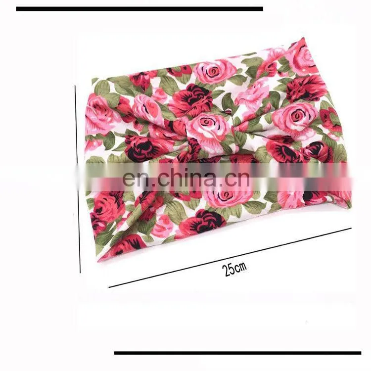 Cheap Custom Sublimation Headband Solid Twist Elastic Hairbands With Button