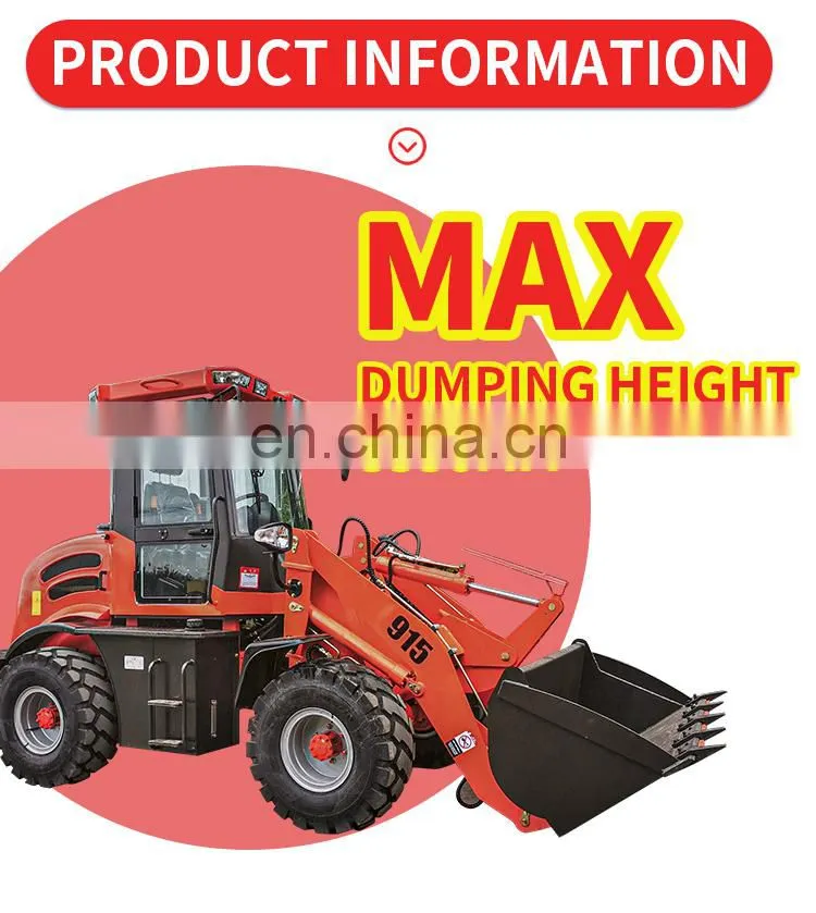 Small 1.5Ton 1500kg Hydraulic Front End Wheel Loader CASER 915 CE EPA UTV EPA 4 Engine