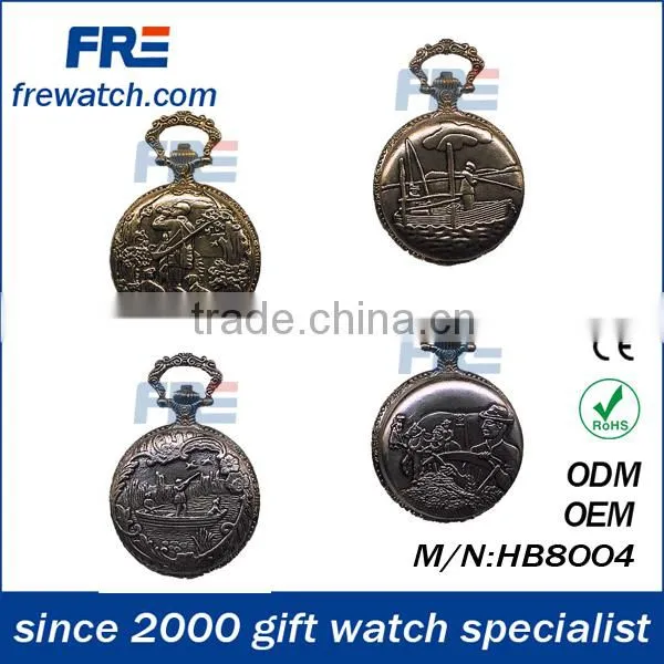 retro bronze japan movt quartz pocket watch 46mm pocket watch