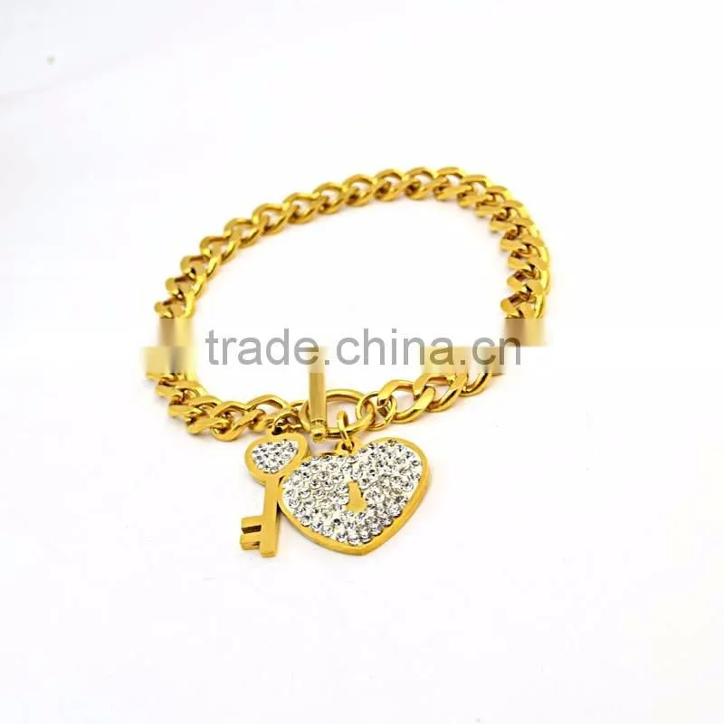 fashion jewelry chain necklace key & heart pendant bridal jewelry set