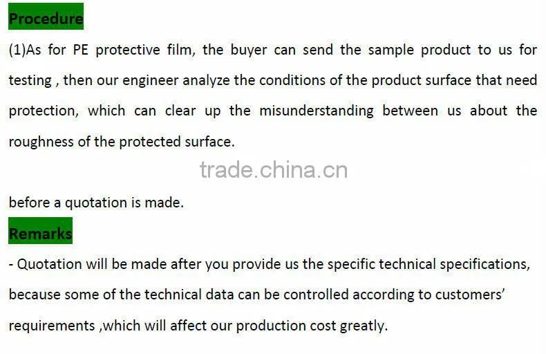 pe protection film for glass table