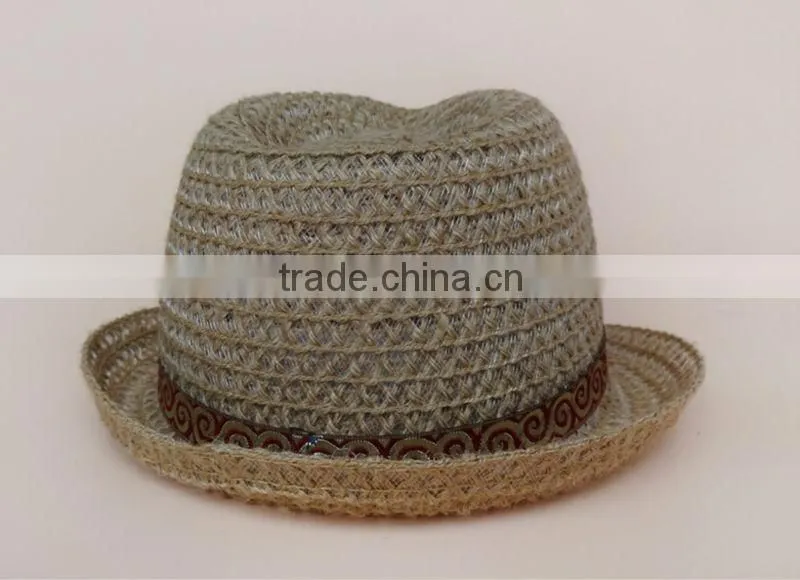custom classic small brim fibre fadora hat with ribbon