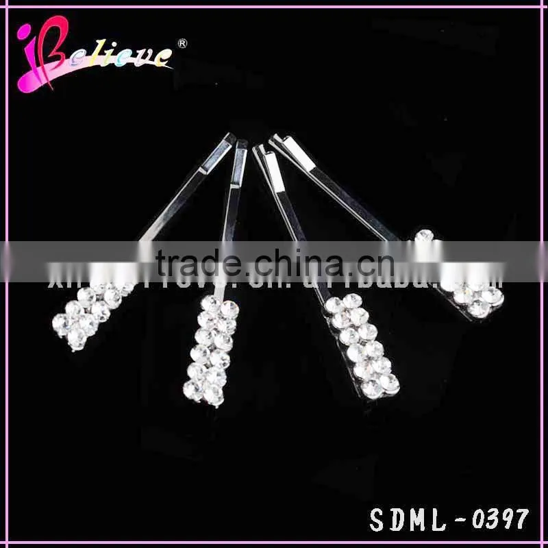 Yiwu cheap hair accessories factory produce rhinestone hair pins hair jewelry