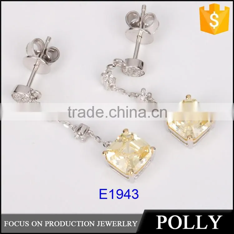 925 sterling silver ladies earrings designs yellow crystal jewelry