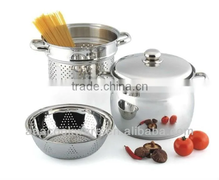 high quality multi function stainless steel spaghetti pot with induction bottom and silicone handle