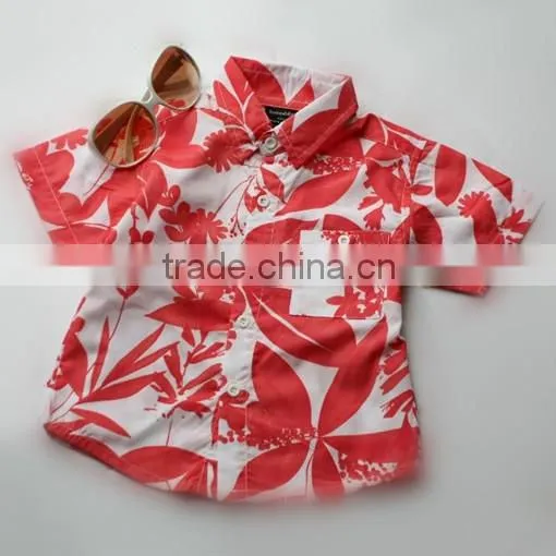 short sleeve shirts kid garment fashion formal cotten collar children crocodile Printing Shirt