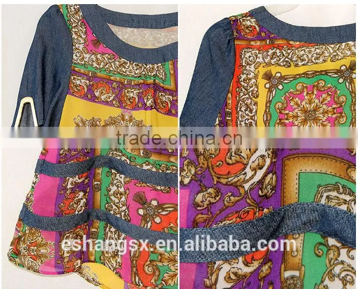 Ladies chiffon printed fat blouse