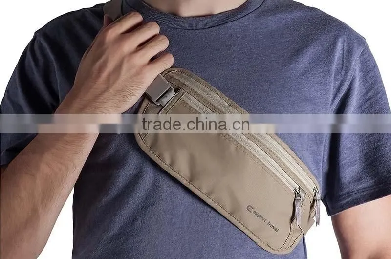 Travel Rfid Blocking Waist Money Belt with Phone Pocket for sport