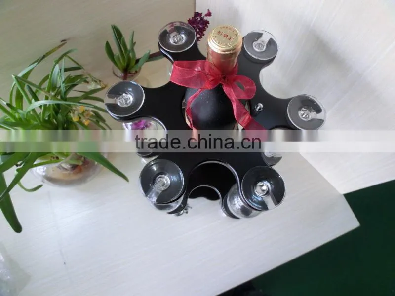 luxury wooden wine rack bar rack glass metal in the middle red wine rack gift wine rack