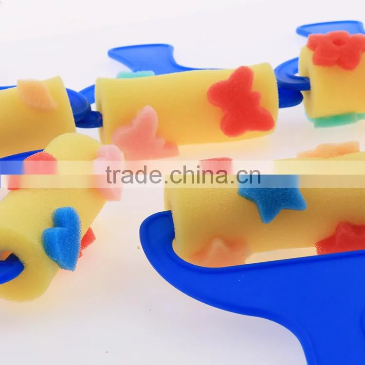 6 Shapes Plastic Handle Foam Sponge Soft Paint Rollers