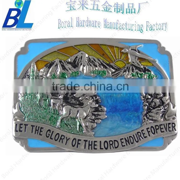 Glitter filled fashion zamac die cast belt buckle