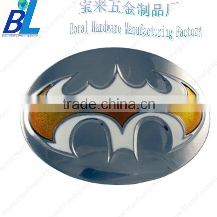 Oval shaped metal glitter flashing men belt buckle