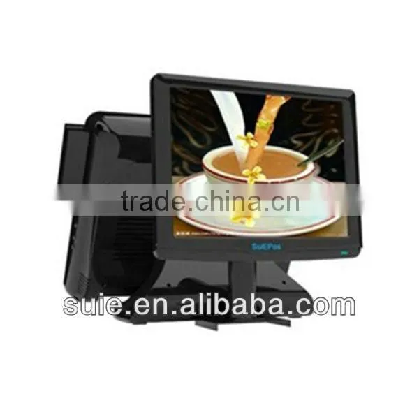 15inch all in one touch screen computer pos system dual screen pos machine