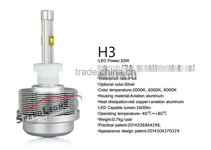 Speedlight 30W 3600LM 2S Car H3 LED Headlight Bubls