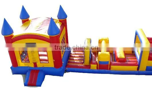 81ft long kids bouncy slide obstacle, inflatable turbo rush obstacle course