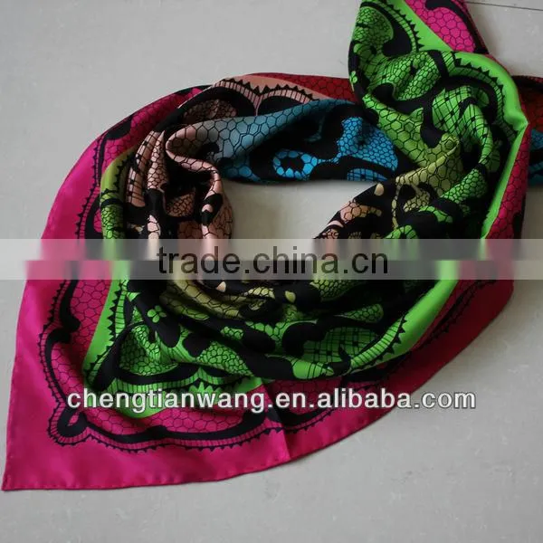 lady scarf fashion 90cm square 100% silk scarf lady scarf