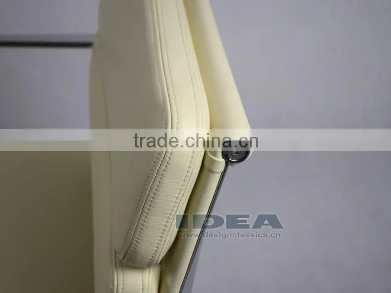 Replica Charles and Ray Low Back Soft Pad Desk Chair EA217 - Cream White Color Genuine Leather
