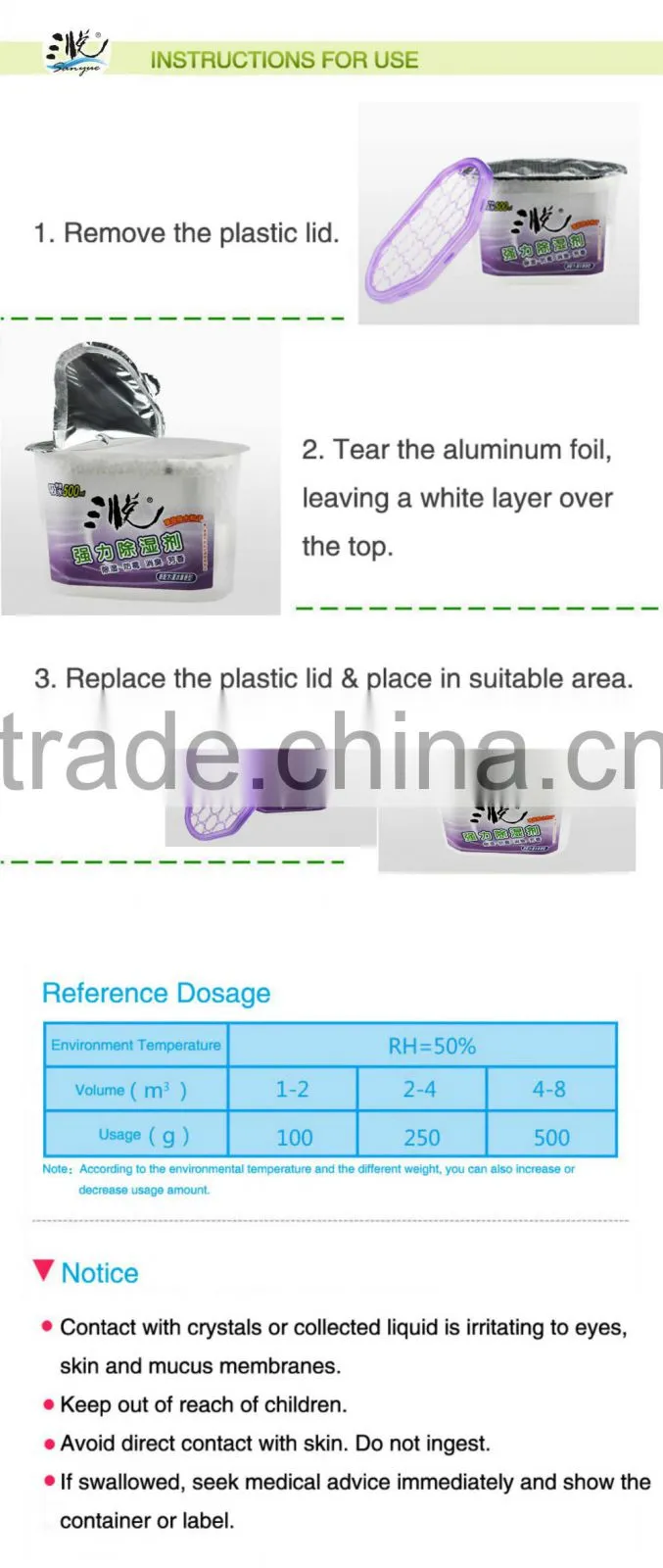 Disposable Calcium Chloride Small Space Dehumidifier with air freshener
