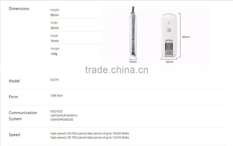 Huawei E3276s-150 LTE FDD800/900/1800/2100/2600Mhz USB Modem Stick