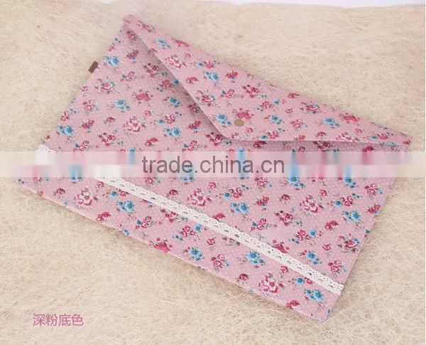 2016 hot sale Lovely flowers cotton A4 document bag