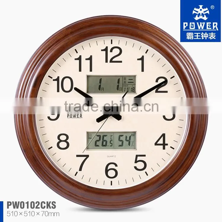 Fashion and round digital wall clock,Wooden wall clock,LCD display with canlender clock,wall clocks with day and date
