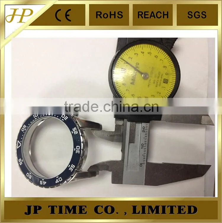 customer size OEM CNC polished stainless steel watch case 316L rotating bezel 5 ATM water resistant