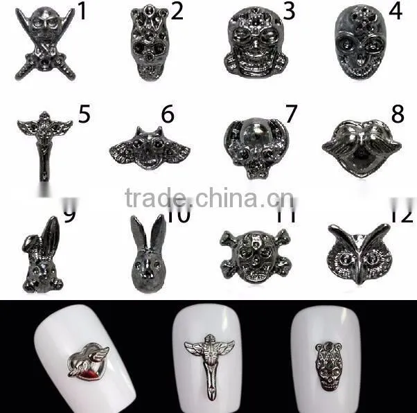 3D Nail Art DIY Rhinestone Decoration Nail Accessories Rock Punk Alloy Skull Rivet Craw For Manicure Tools