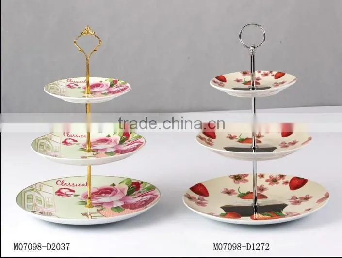 White round porcelain/ceramic three-layer plate