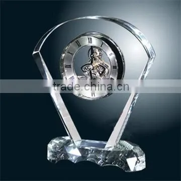 Crystal mechanical table clock with customized logo