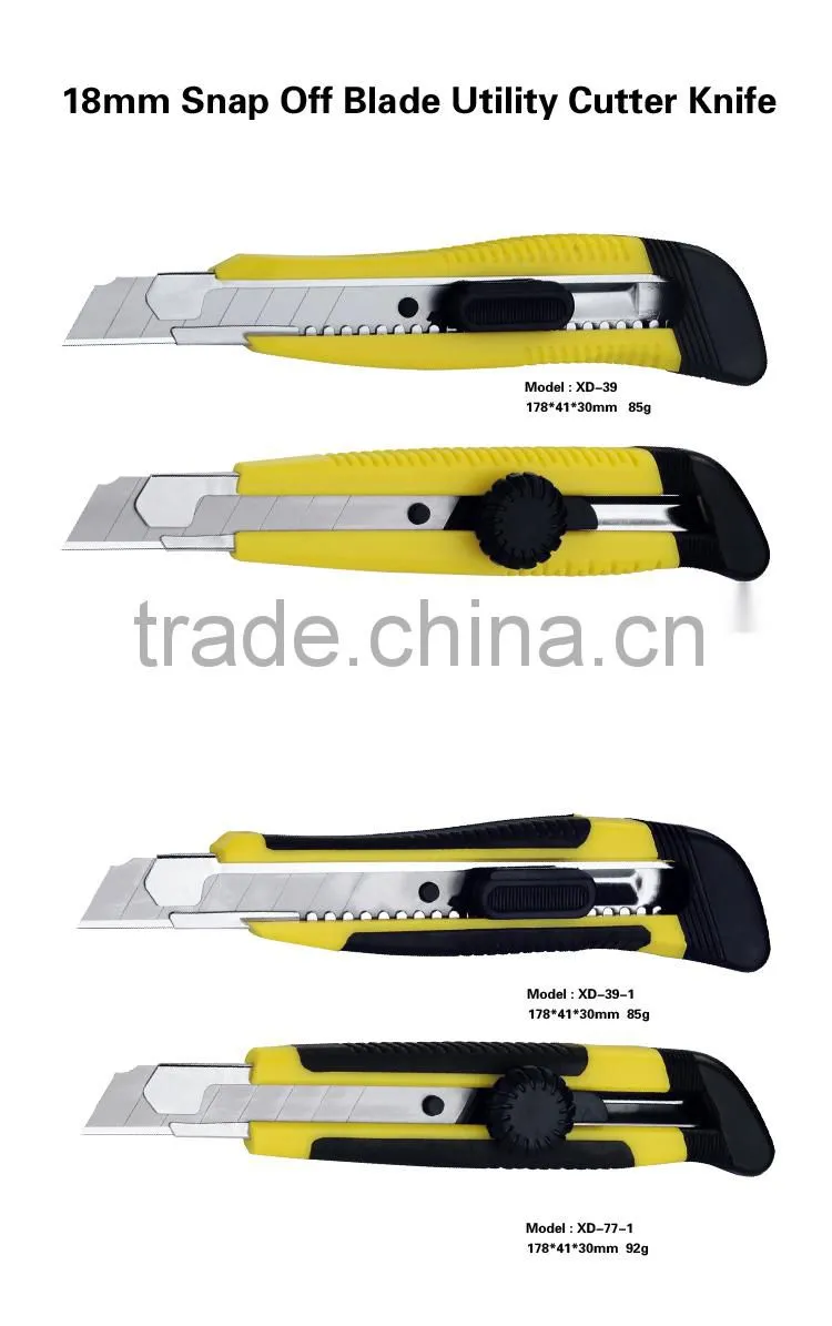 Stationery 18 mm Sliding Blade Plastic with rubber grip handle Utility Knife