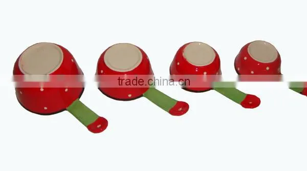 Set of 4 Hand-painted Ceramic Measuring Cups