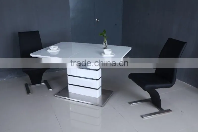 White high gloss wooden dining table designs