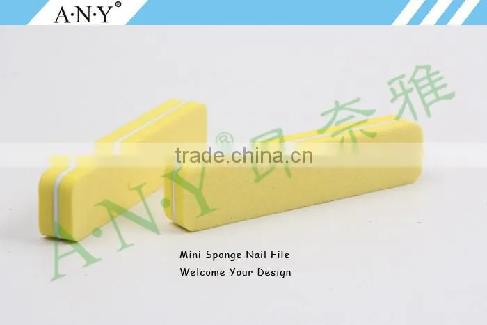 Nail Art Manicure Using Cheap Yellow Cusom Sponge Mini Nail File