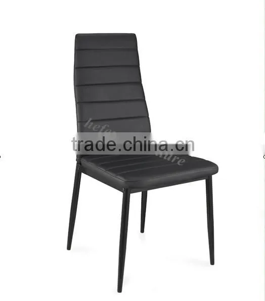 Modern round glass dining table with black PVC chair