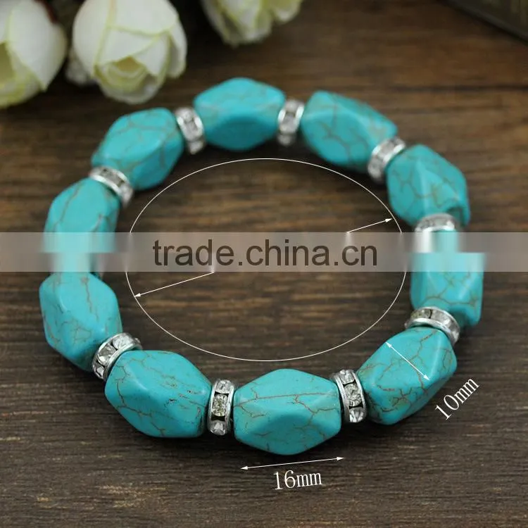 turquoise string mens charm bead bracelet, italian bead bracelet