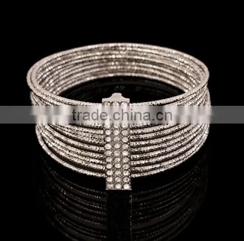 Vogue metal Silver wire surrounds Flower weaving opening Bracelet